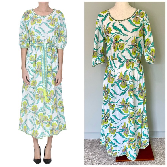 NIMO WITH LOVE Organic Cotton Midi Dress In Multicoloured